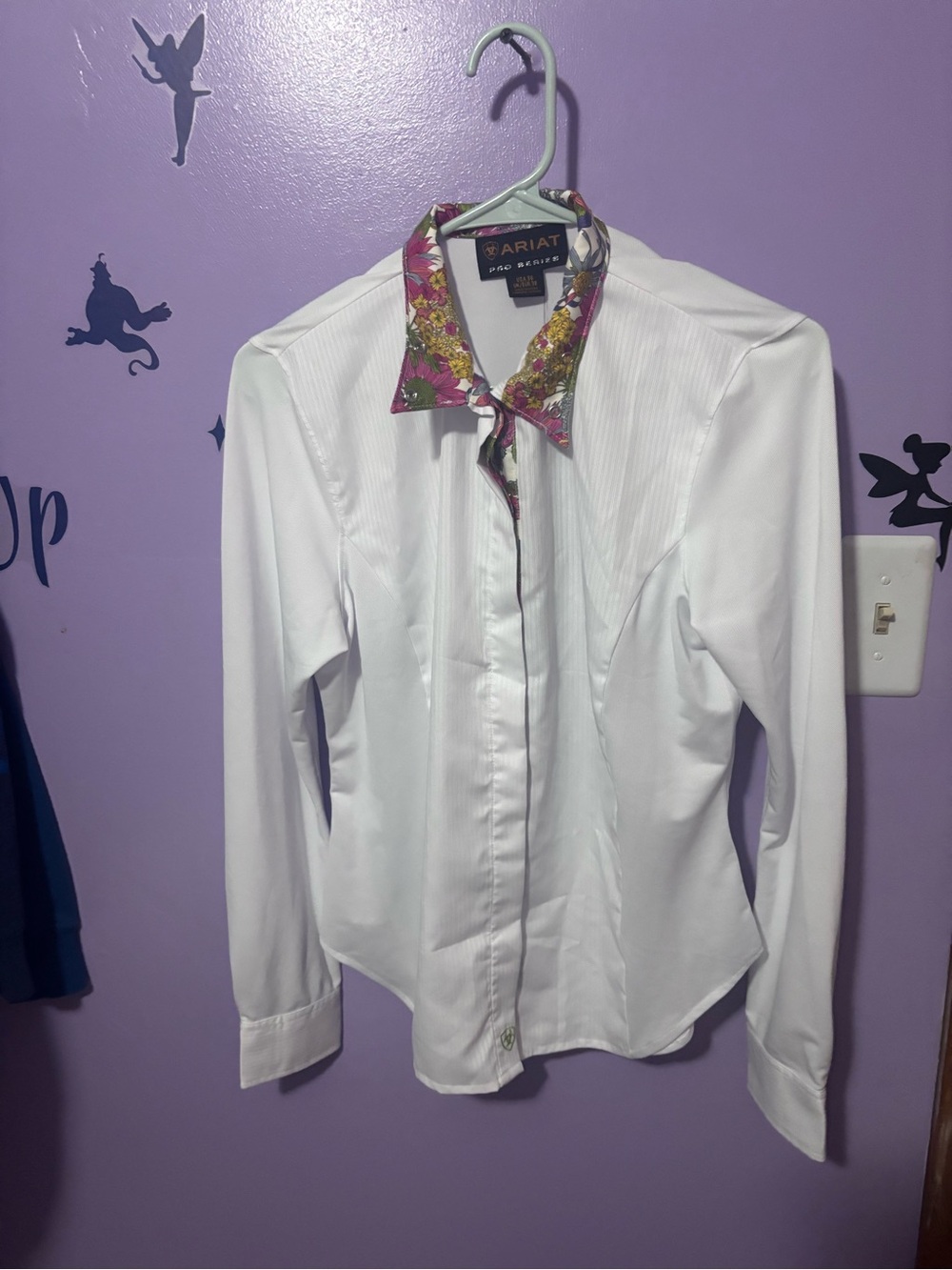 Ariat White Shirt with Multicolor Floral Collar